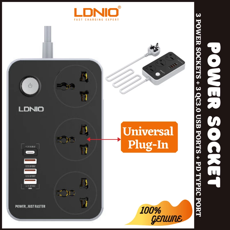 سه راهی برق Ldnio مدل SC3412 ویژگی درگاه PD عمده