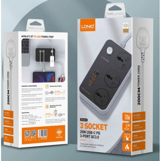 خرید سه راهی برق Ldnio مدل SC3412 ویژگی درگاه PD